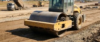 Грунтовый каток SANY SSR100AC-8 уплотняет основание промышленной площадки